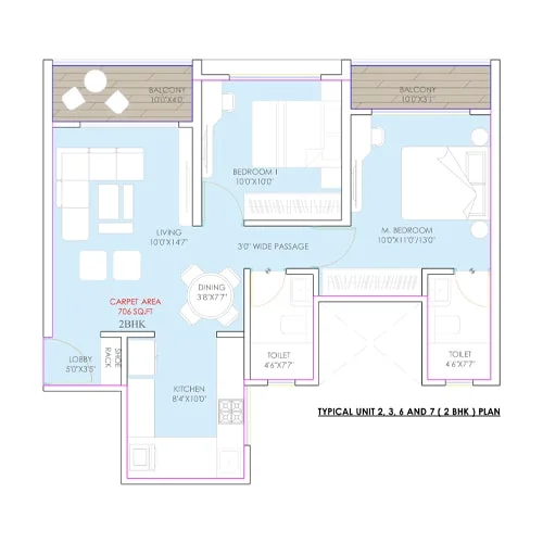 24 Life Exotica Dudulgaon, Moshi 2 BHK Floor Plan Image